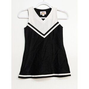 Cheer Kids Girls White Black Jersey Tank Top V-Neck Pullover Colorblock Size 8
